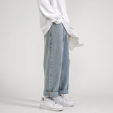 2023 New Korean Fashion Men's Baggy Jeans Classic Unisex Man Straight Denim Wide-leg Pants Hip Hop Bagy Light Blue Grey Black