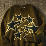 Autumn and Winter Sweater Men Women American Style Star Print Loose Knitted Pullover High Street Harajuku Oversize Tops Y2K New