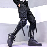 Streetwear Ribbons Pockets Harem Pants Men Spring Summer Casual Sweatpants Hip Hop Joggers Slim Fit Black Men Pencil Pants