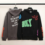 Retro Letter Foam Graffiti Fleece Mens and Womens Hooded Sweatshirts Oversized Casual Pullover Loose Hoodies