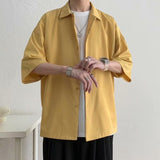 Half Sleeve Shirts Men Solid Color Loose Oversize S-2XL Harajuku All-match Simple Summer Draped High Quality Korean Style Casual