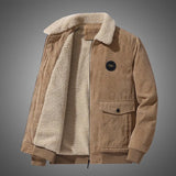 Ilooove - 2023 Men's Cotton Jacket with Corduroy Outer and Plush Inner Lining for Winter Casual Wear