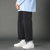 2023 New Street Casual Baggy Jeans Men's Korean Fashion Hip Hop Straight Wide Leg Trousers Couple Denim Pants Black Light Blue