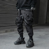 Unisex Tactical Cargo Pants Ribbons Joggers Trousers Spring Functional Elastic Waist Streetwear Pant Harajuku Men's Clothing