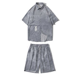 Men's Sets Summer Fashion Tie Dye Loose Casual Short Sleeve Shirts + Shorts Plus Size 5XL-M Simple All Match Handsome Suit