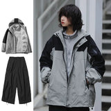 Outdoor Three-piece Set Men Women Japanese Casual Hooded Cargo Jacket+Vintage Warm Fleece Jacket+Multi-pocket Cargo Pants Unisex