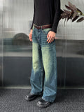 Washable Old Cat Beard Worn Loose Wide Leg Versatile Jeans and Pants for Men and Women