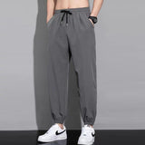 Men Jogging Sweatpants Summer Ice Silk Quick-Dry Running Tracksuit Sport Trousers Oversized Wide Leg Drawstring Casual Pants 8XL