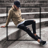 Fashion Mens Cool Designer Black Ripped Skinny Jeans Destroyed Frayed Slim Fit Denim Pant Zipper Hop Hop Pants Holes For Men