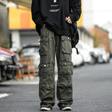 Multi-pockets Cargo Pants Streetwear Hip-hop Mopping Trousers Harajuku Tooling Pant Men's Vintage Loose Casual Jogging Pants