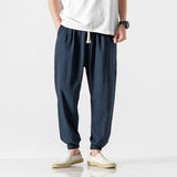 2023 Summer Cotton Linen Harem Casual Pants Men Solid Color Slim Fit Harajuku Joggers Fashion Men's Clothing