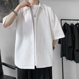 Half Sleeve Shirts Men Solid Color Loose Oversize S-2XL Harajuku All-match Simple Summer Draped High Quality Korean Style Casual