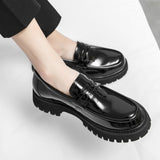 New Platform Shoes Loafers Shoes Men Thick-soled Wedding Shoes Black Formal Business Shoes Slip-on Leather Increase Casual Shoes