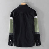 2023 Spring Thin Hong Kong Breeze Spliced Long Sleeve Contrasting Colors Casual Korean Version Men's Clothing Loose Zipper Shirt