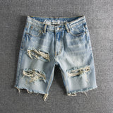 Men Fashion Broken Hole Hip Hop Denim Shorts 2022 New Summer Streetwear Harajuku Ripped Jeans Shorts Casual Short Pants Trousers