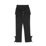 Men's Fashion Pants Bat Button Zipper Patchwork Punk Pants Black White Streetwear Harajuku Hip Hop Pants for Male