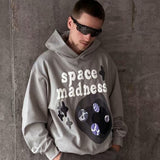 Hip Hop Y2K Space Madness Stars Foam Fleece Sweatshirts Unisex Pullover Baggy Casual Thick Hooded Hoodies Oversized Loose Hoody