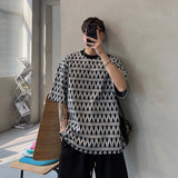 Spring Summer Trend Men's Clothing Loose Handsome Oversized Casual Short Sleeve Round Neck Fashion Printed Simplicity T-shirt