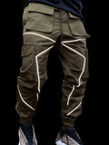 American sports overalls autumn and winter trendy brand multi-pocket casual nine-point pants drawstring outdoor fitness pants