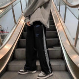 Ribbed Sweatpants Men's Patchwork Loose Casual Letter Pants Hong Kong Style Trendy American Street Basketball Trousers