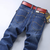 2023  Brand Logo Slim Fit Men's Jeans Business Casual Elastic Straight Denim Pants Male High Quality Trousers Colorful