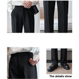 New Men Suit Pants Solid Full Baggy Casual Wide Leg Trousers Black White High Waist Straight Bottoms Streetwear Oversize Pants