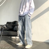 New Spray-dyed Jeans Men's Ins Fashion Brand High Street Wide-leg Daddy Pants Black Retro Drape Loose Straight Mop Pants