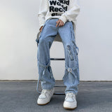 2023 New Men Jeans Wide Leg Denim Cargo jean pants Gothic Straight Baggy hip hop Streetwear Skateboard Neutral denim Trousers