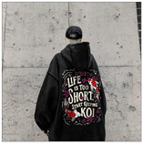 Retro Wash Hooded Sweater Man Large Size Korean Trendy Letter Printed Hoodies Warm Men's Tops Harajuku Street Coat