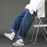 2023 New Street Casual Baggy Jeans Men's Korean Fashion Hip Hop Straight Wide Leg Trousers Couple Denim Pants Black Light Blue