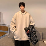 Suede Leather Feeling Men Hoodies Oversized Hip Hop Streetwear Solid Casual Pullovers Trendy Brand Male Sweatshirts