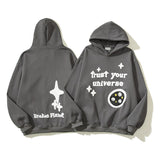 High Street Letter Foam Skull Vintage Fleece Hooded Hoodies Men and Women Pullover Casual Loose Autumn Winter Sweatshirts