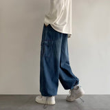 2023 Spring Fashion Wide Leg Baggy Jeans For Men Hip Hop Elastic Waist Cargo Pants Solid Color Straight Loose Women's Jeans