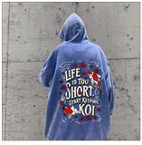 Retro Wash Hooded Sweater Man Large Size Korean Trendy Letter Printed Hoodies Warm Men's Tops Harajuku Street Coat