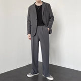 Men Straight Casual Pants 2023 Summer New Korean Style Baggy Personality Slit Wide Leg Blazer Pants Trousers Male Streetwear