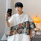 Summer Embroidered Shirt Men Fashion Retro Flower Shirts Men Japanese Streetwear Loose Short Sleeved Shirt Mens Large Size M-5XL