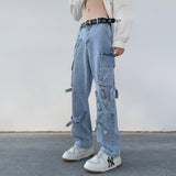 2023 New Men Jeans Wide Leg Denim Cargo jean pants Gothic Straight Baggy hip hop Streetwear Skateboard Neutral denim Trousers