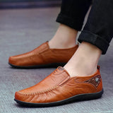 Men Casual Shoes Fashion Genuine Leather Mens Loafers Comfortable Moccasins Breathable Slip on Black Driving Shoes Plus Size 47