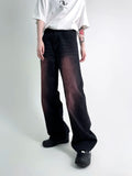 Black Washed Red Jeans Men's Loose Straight Trendy New Versatile Wide Leg Pants streetwear denim men skinny