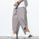 2023 Summer Casual Men's Pants Harajuku Striped Baggy Pants Cotton Linen Wide Leg Harem Trousers For Men