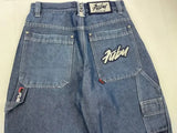 Street FUBU jeans for men and women Y2K Harajuku 90s hip-hop letters embroidered blue retro loose jeans Gothic high waist pants