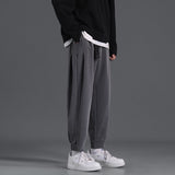 Men's Suit Pants Loose Fashion Solid Color Harem Pants Belt Design Hip Hop Male Casual Trousers New Streetwear