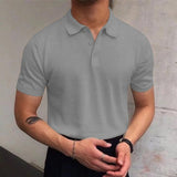 2023 Summer New Casual Men's Clothing Lapel Fashion Loose Solid Color Short Sleeve Spliced Button Thin Youth Trend Polo Shirt