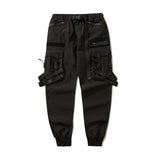 Unisex Tactical Cargo Pants Ribbons Joggers Trousers Spring Functional Elastic Waist Streetwear Pant Harajuku Men's Clothing