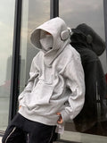 2024 autumn and winter styles with plush and thickened high neck hooded, niche social anxiety, loose fitting, trendy men,