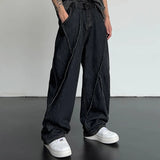 2023 New Personality Street Autumn Hip-hop Jeans Men's Splicing Denim Trousers Men's Oversized Loose Casual Wide-leg Pants 5XL