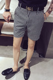 Fashion Houndstooth Shorts Men Clothing Summer Simple Casual Pocket Straight Shorts Streetwear Male Slim Suit Short Pants