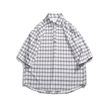 Ilooove Summer New Men's Plaid Shirt Half Sleeved Harajuku Neutral Fashion Casual Hip Hop College Polo Collar Shirt 2023 Original Design