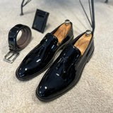 Ilooove New Black Loafers for Men Patent Leather Tassels Wedding Business Men's Formal Shoes Size 38-45 Free Shipping men shoes