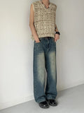 Washable Old Cat Beard Worn Loose Wide Leg Versatile Jeans and Pants for Men and Women